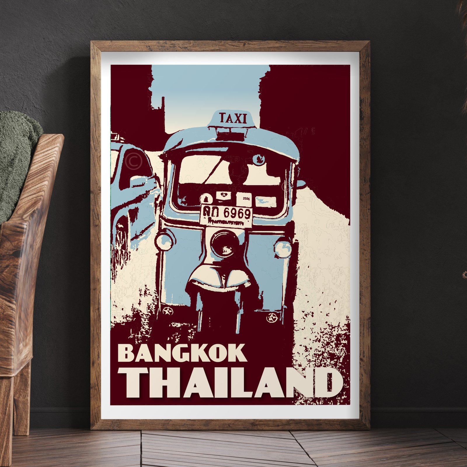White wood frame | vintage poster